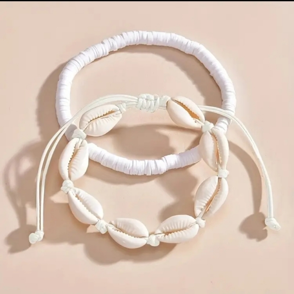 2 piece set Shell Anklets - Picture 3 of 5